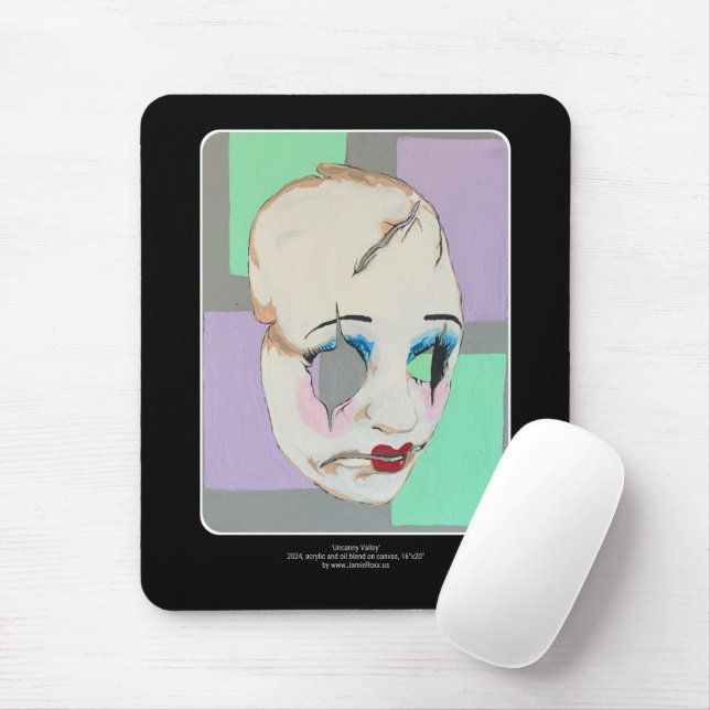 'Uncanny Valley' Painting on a  Mouse Mat (With Mouse)