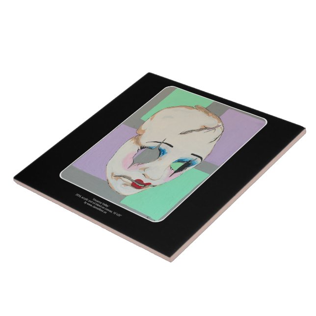 'Uncanny Valley' Painting on a  Tile (Side)