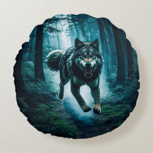 Unchain Your Full Moon Beast Round Pillow