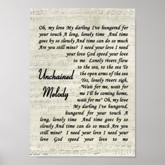 Unchained Melody Wall Art Song Lyric Print