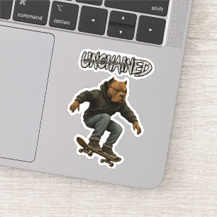 Unchained Skater Pitbull Graphic Art Skateboarding