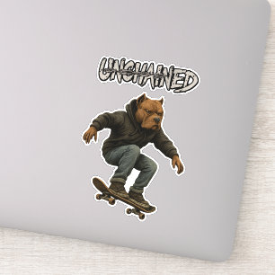 Unchained Skater Pitbull Graphic Art Skateboarding