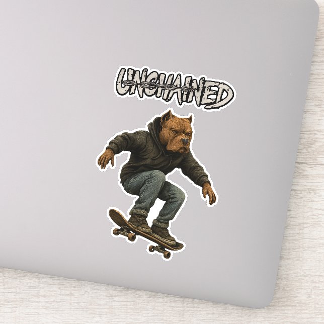 Unchained Skater Pitbull Graphic Art Skateboarding (Detail)