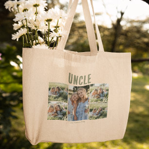 Uncle 5 Photo Collage Personalised Large Tote Bag