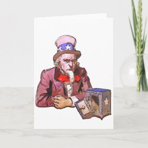 Uncle America With Empty Treasury Black Outline Ar Card