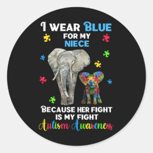 Uncle Aunt Autism Awareness  Classic Round Sticker