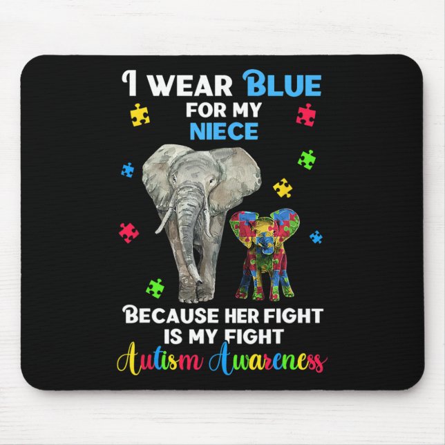 Uncle Aunt Autism Awareness  Mouse Mat (Front)