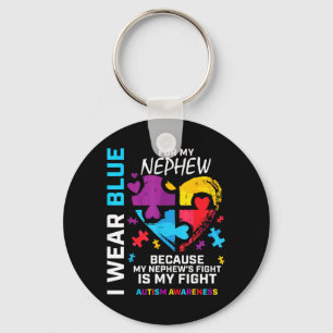 Uncle Aunt Heart Wear Blue For Nephew Au Awareness Key Ring