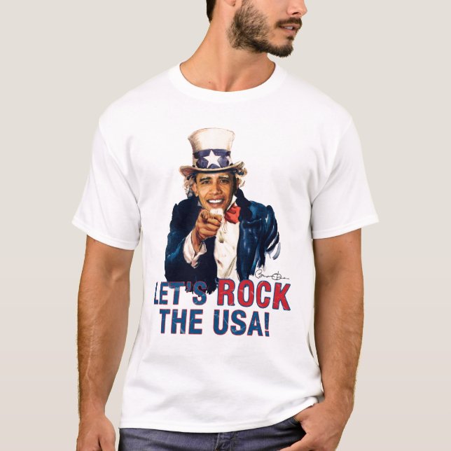 Uncle Barack Obama - Let's Rock the USA T-Shirt (Front)