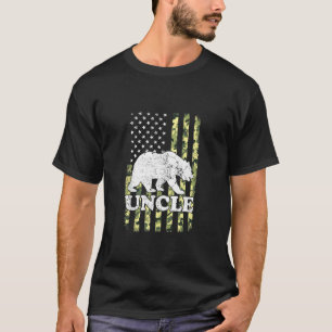 Uncle Bear Camping Hiking Camouflage Usa American T-Shirt