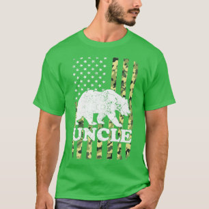 Uncle Bear Camping Hiking Camouflage USA American T-Shirt