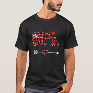 Uncle Bear Christmas Pajama Red Plaid Buffalo Fami T-Shirt