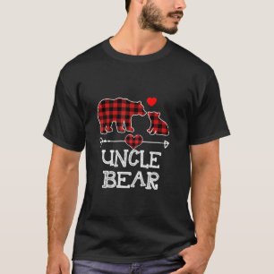 Uncle Bear Christmas Pajama Red Plaid Buffalo Fami T-Shirt