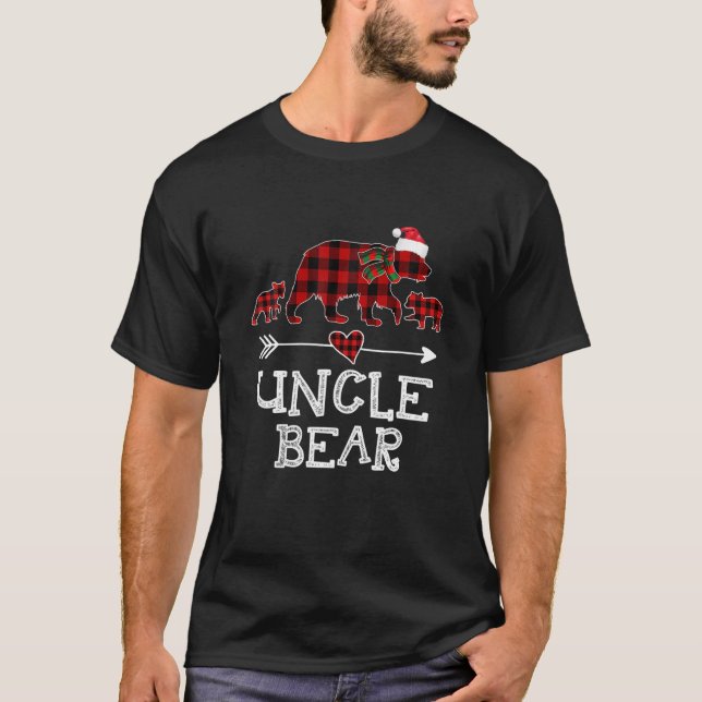 Uncle Bear Christmas Pajama Red Plaid Buffalo T-Shirt (Front)