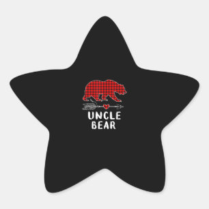 Uncle Bear Gift Bear Lover Red Theme Gifts Star Sticker