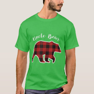 UNCLE BEAR Men Red Plaid Christmas Pajama Family G T-Shirt
