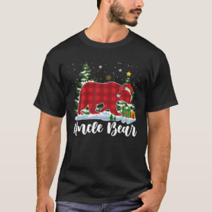 UNCLE BEAR Men Red Plaid Christmas Pajama T Shirt