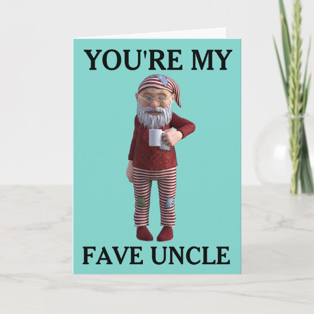 UNCLE BIRTHDAY GNOME ELF CARD (Front)