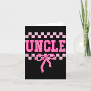 Uncle Birthday Squad Matching Pink Bow Chequered Card