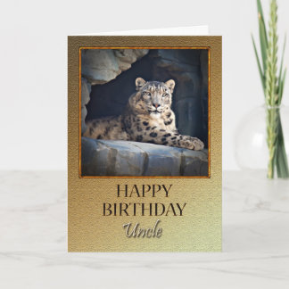 Uncle Birthday with a snow leopard Card