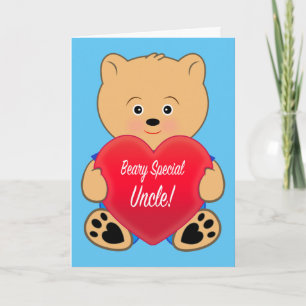 Uncle Birthday with Teddy Bear and Heart Card
