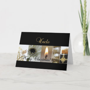 uncle Christmas black & White & Gold collage Holiday Card