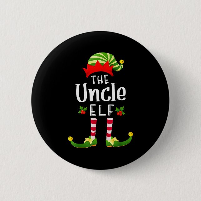 Uncle Christmas Elf Matching Pajama X-mas Party  6 Cm Round Badge (Front)