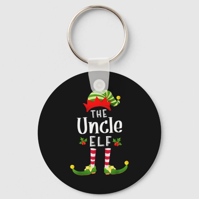 Uncle Christmas Elf Matching Pajama X-mas Party  Key Ring (Front)