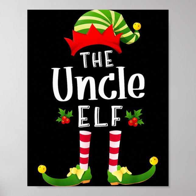 Uncle Christmas Elf Matching Pajama X-mas Party  Poster (Front)