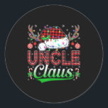 Uncle Claus Christmas Lights Matching Family Xmas  Classic Round Sticker<br><div class="desc">Uncle Claus Christmas Lights Matching Family Xmas Pajama</div>