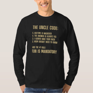 Uncle Code For Men First Time Uncle Brother Nephew T-Shirt