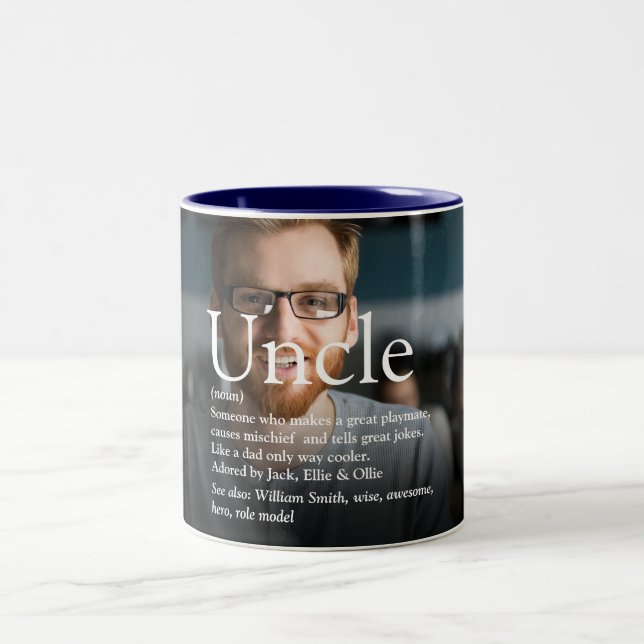 Uncle Cool Fun Modern Typographic Quote Photo Two-Tone Coffee Mug (Center)