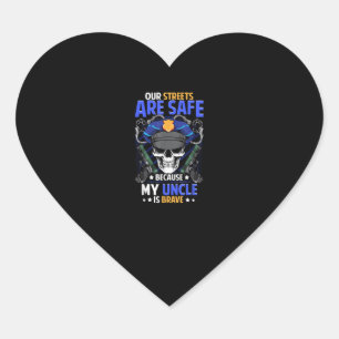 Uncle Cop Thin Blue Line Relative Gift Heart Sticker