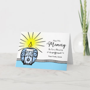 Uncle Custom Yahrzeit Candle Flame Illustration Card
