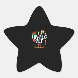 Uncle ELF Funny Christmas Gift   Uncle Family Gift Star Sticker