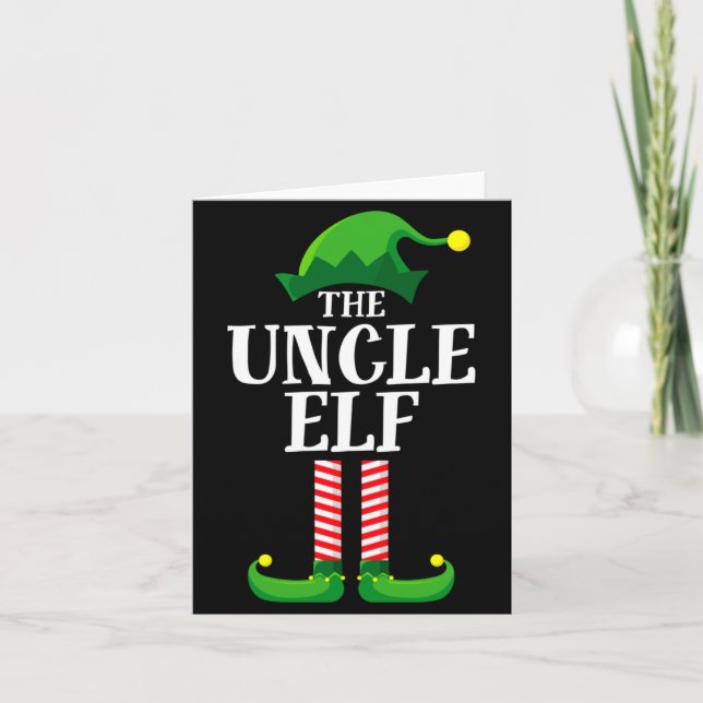 Uncle Elf Matching Family Christmas Party Pajama  Card (Front)