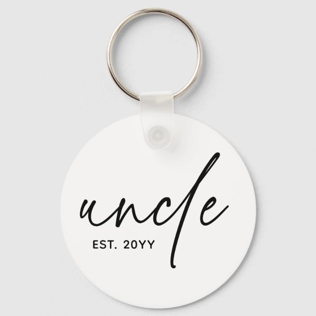 Uncle Established Elegant Typography New Uncle Key Ring (Front)