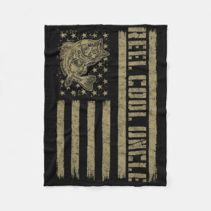 Uncle Fishing, Flag Reel Cool Uncle Fisherman Fleece Blanket