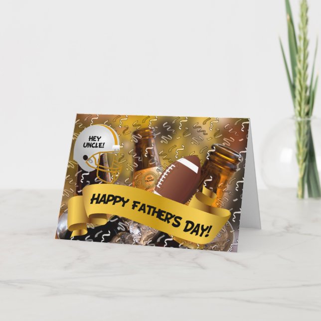 Uncle Football and Beer Themed Father's Day Card (Front)