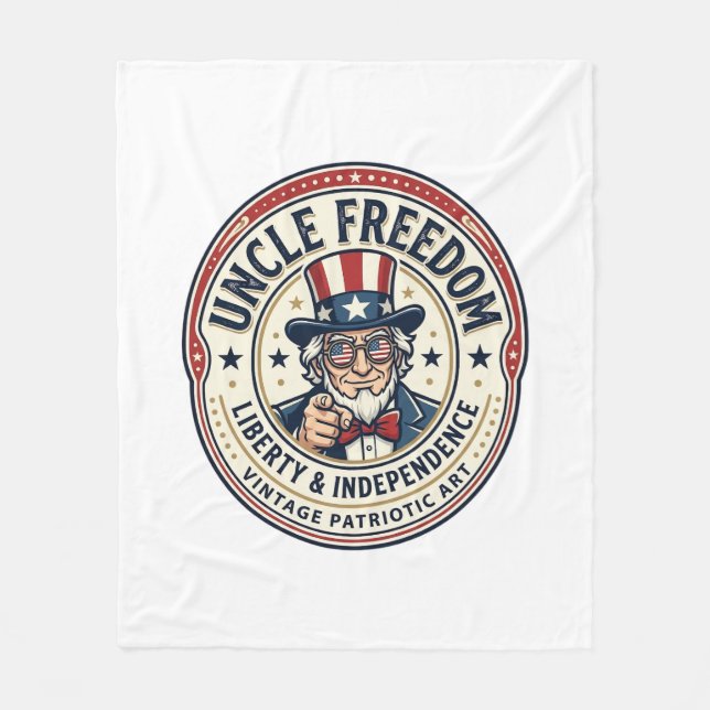 Uncle Freedom Patriotic Uncle Sam Founding Charact Fleece Blanket (Front)