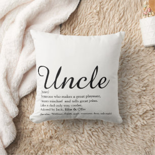 Uncle Fun Cool Elegant Script Black and White Cushion