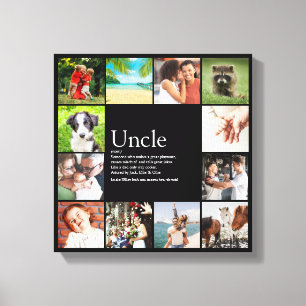 Uncle Funcle Definition 12 Photo Collage Black Canvas Print