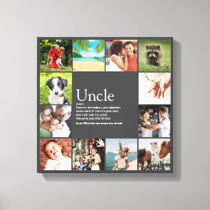 Uncle Funcle Definition 12 Photo Collage Grey Canvas Print