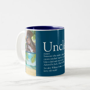 Uncle Funcle Definition 4 Photo Collage Blue Two-Tone Coffee Mug