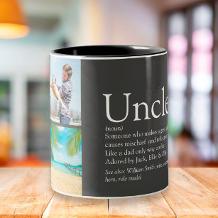 Uncle Funcle Definition 4 Photo Collage Grey Two-Tone Coffee Mug
