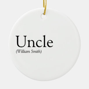 Uncle, Funcle Modern Definition Black and White Ceramic Tree Decoration