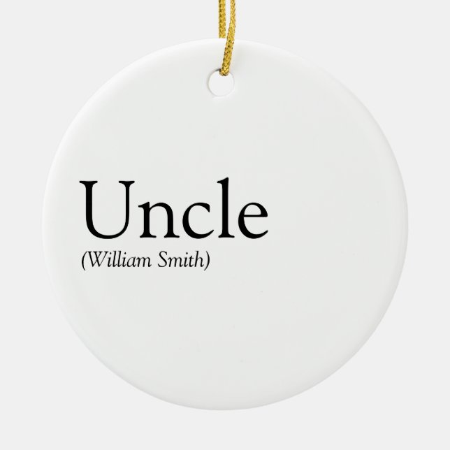 Uncle, Funcle Modern Definition Black and White Ceramic Tree Decoration (Front)