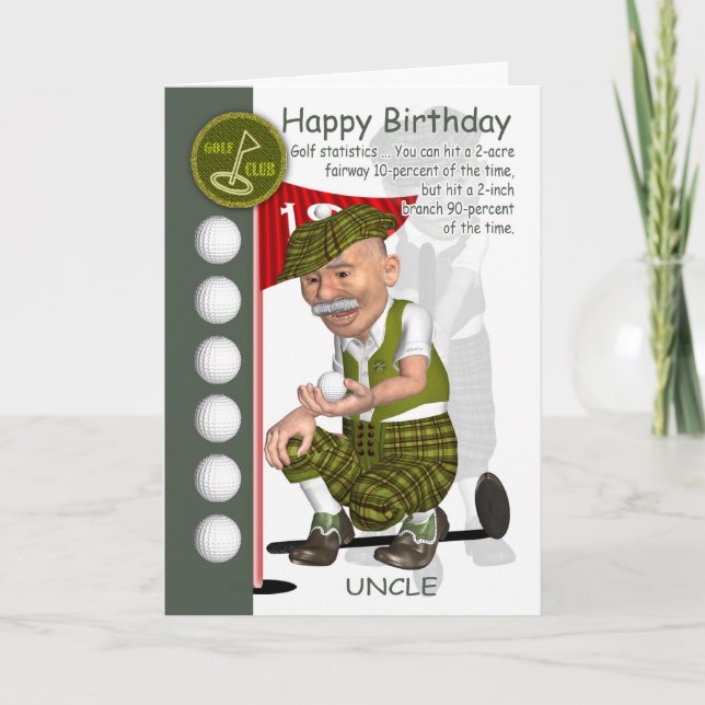 Uncle Golfer Birthday Greeting Card With Humour (Front)