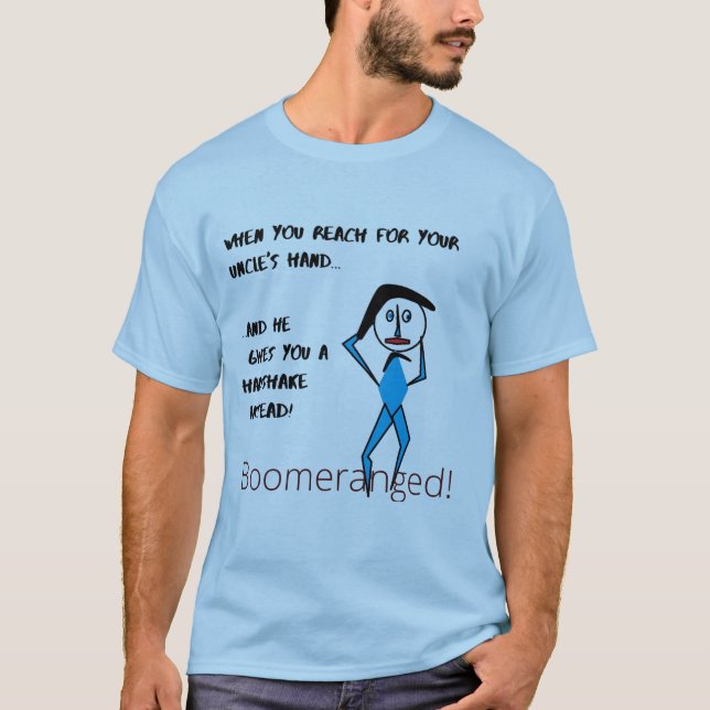 Uncle Handshake - Blue  Boomeranged T-Shirt (Front)