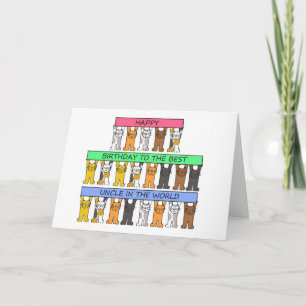 Uncle Happy Birthday Cartoon Cats Card